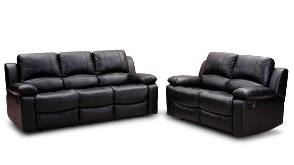 Couch with black leather